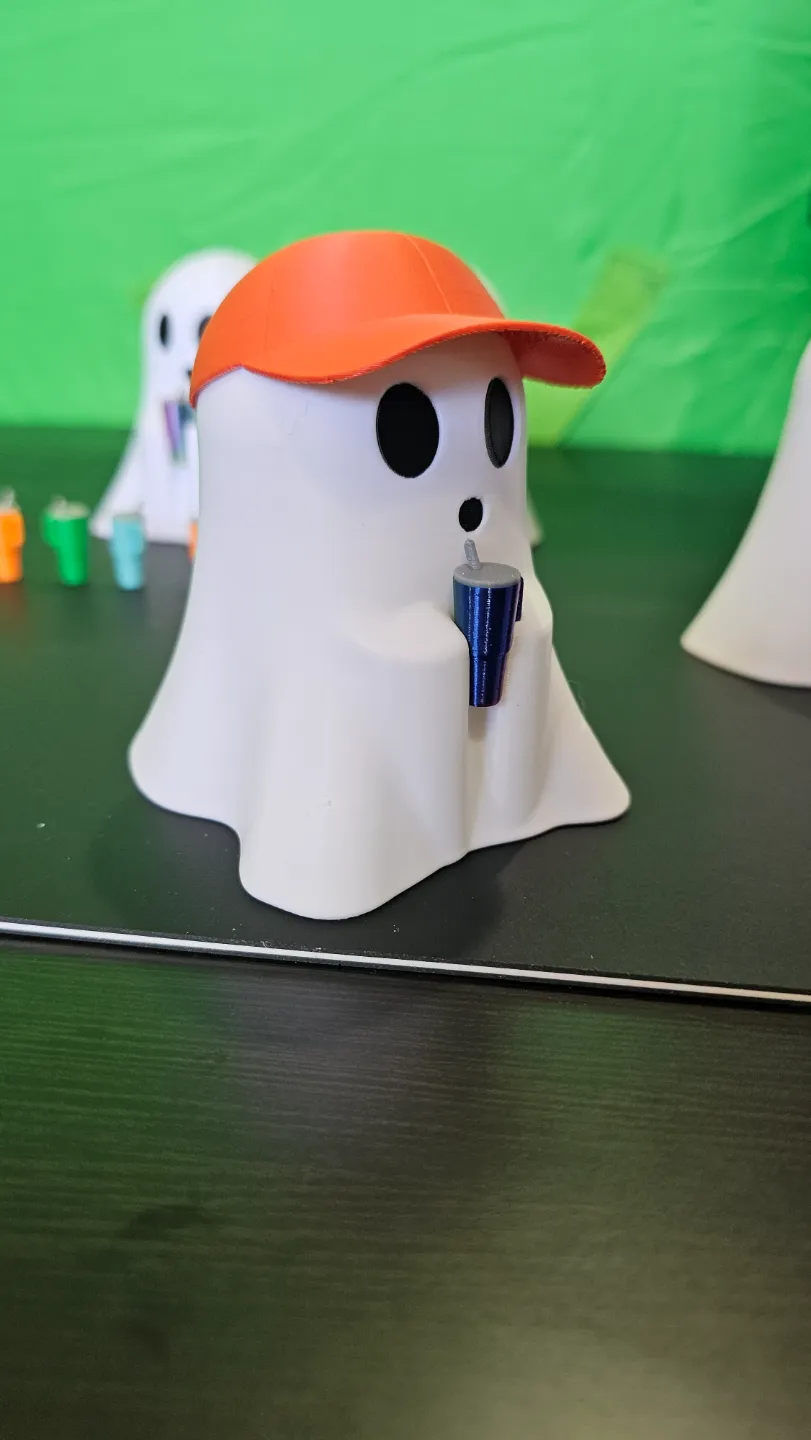 Cute Ghost with Stanley style Tumbler view 3