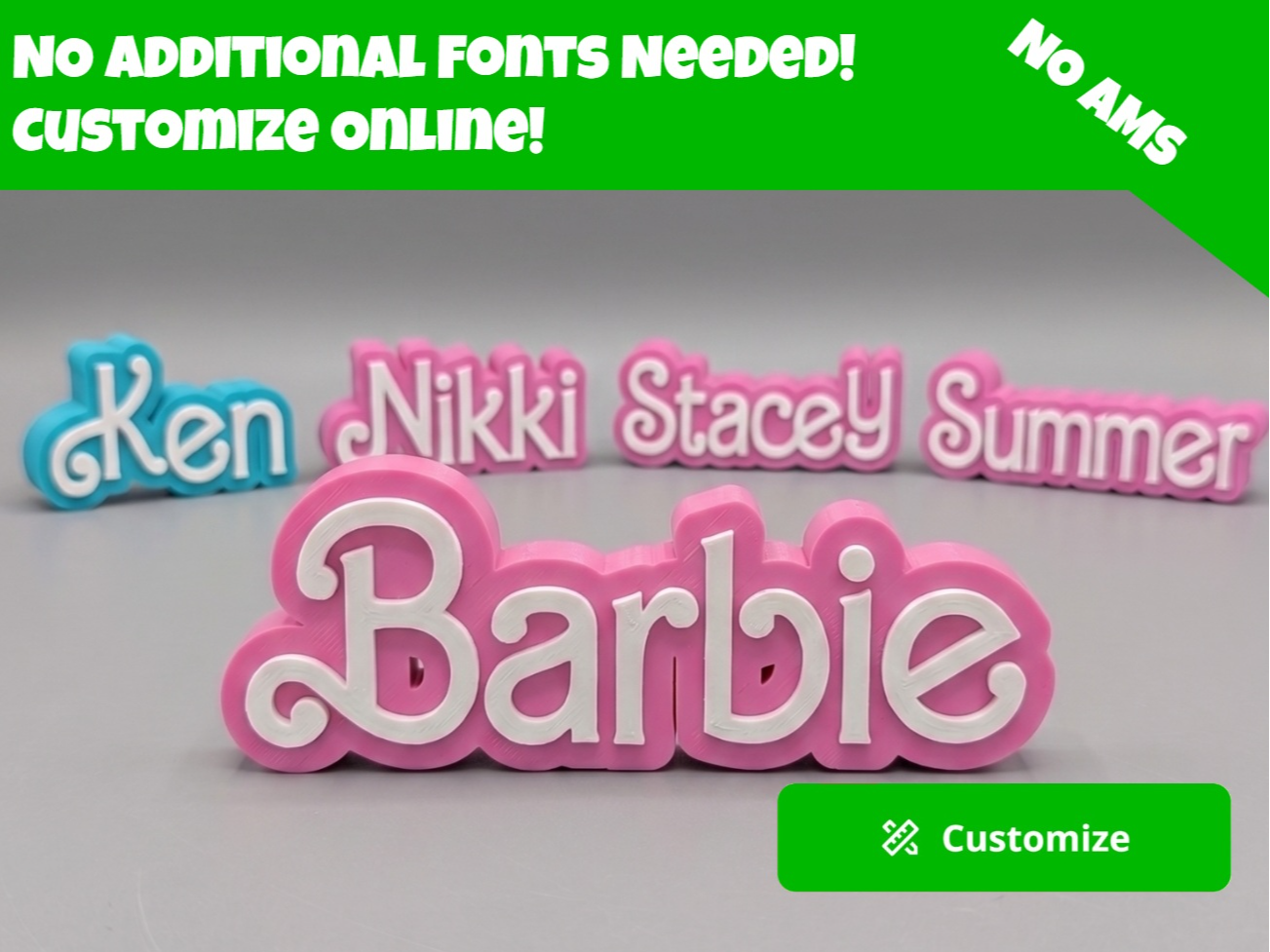 Customize Online! Barbie Style Name Sign Stand