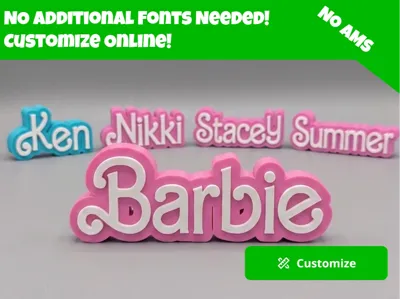 Customize Online! Barbie Style Name Sign Stand