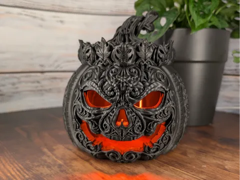 Adorno temático: halloween Haunted Filigree Pumpkin — referencia de MakerWorld