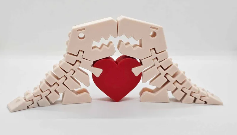 Flexi Rexi - Two Dinos Holding a Heart - Dinos in Love - Valentine's Day Holiday Print