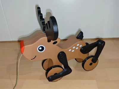 Reindeer Pull Toy with Moving Legs