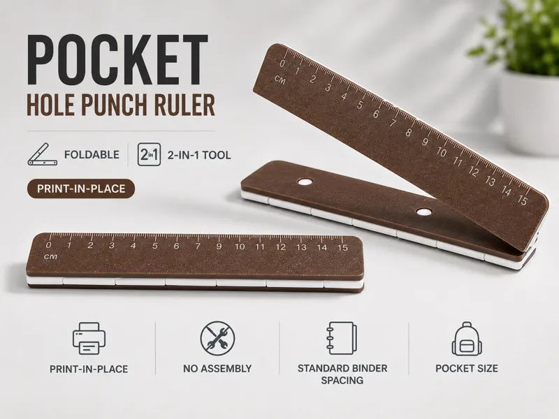 Pocket Hole Punch Ruler | Print-in-Place | 2-in-1 