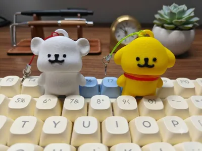 Line Dog - Articulated Keychain, only 5cm, 3-color print, low waste and easy to print