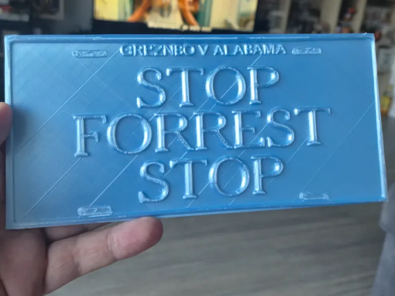 Stop Forrest Gump plate