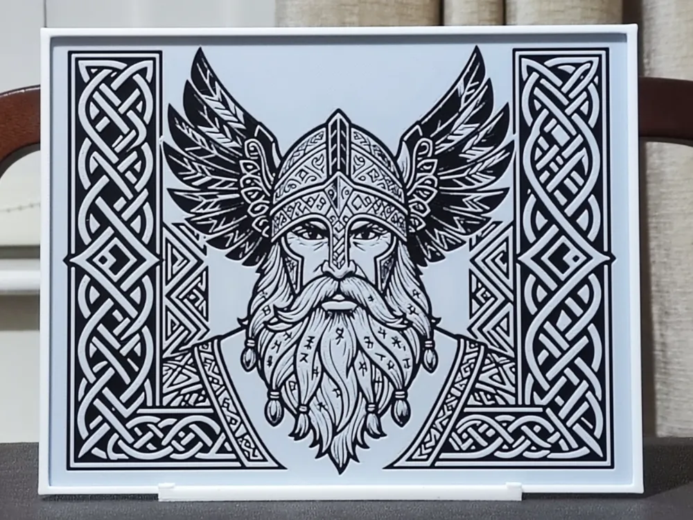 Cuadro decorativo en 3D: Viking Line Art - 2 Color HueForge. Referencia del modelo original.
