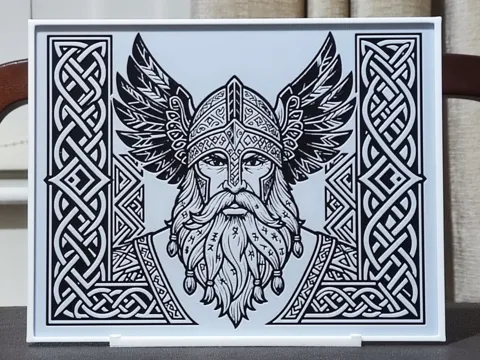 Cuadro decorativo en 3D: Viking Line Art - 2 Color HueForge — referencia de MakerWorld