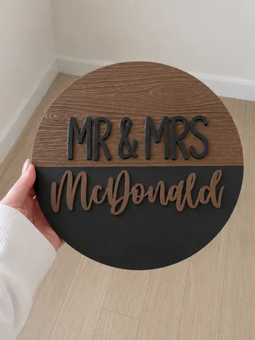 Letrero o emblema decorativo: Custom Personalised Wood Grain Effect Round Plaque — vista de referencia 2