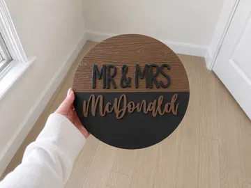 Letrero o emblema decorativo: Custom Personalised Wood Grain Effect Round Plaque — vista de referencia 3