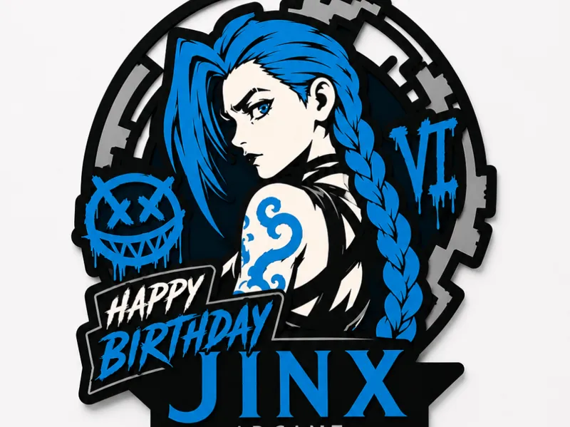 Jinx Birthday Cake Topper | Arcane | 4-Color