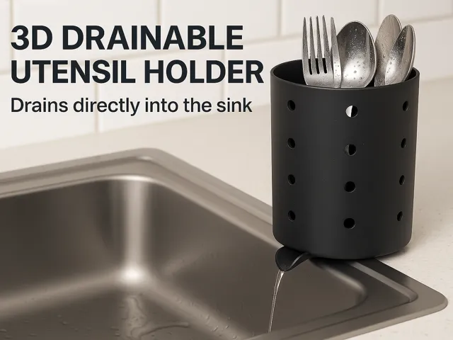 Utensil Drainer with Integrated Sink Spout