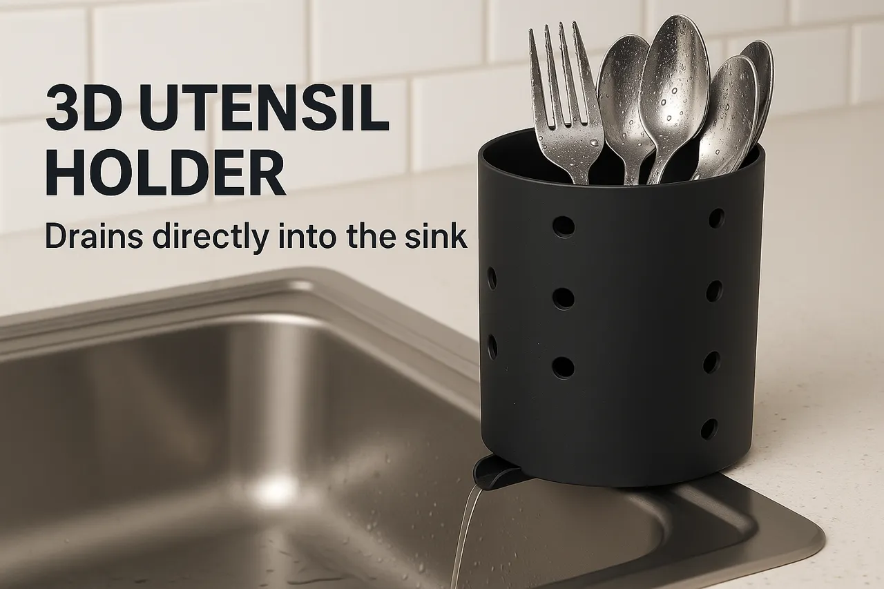 Utensil Drainer with Integrated Sink Spout view 2