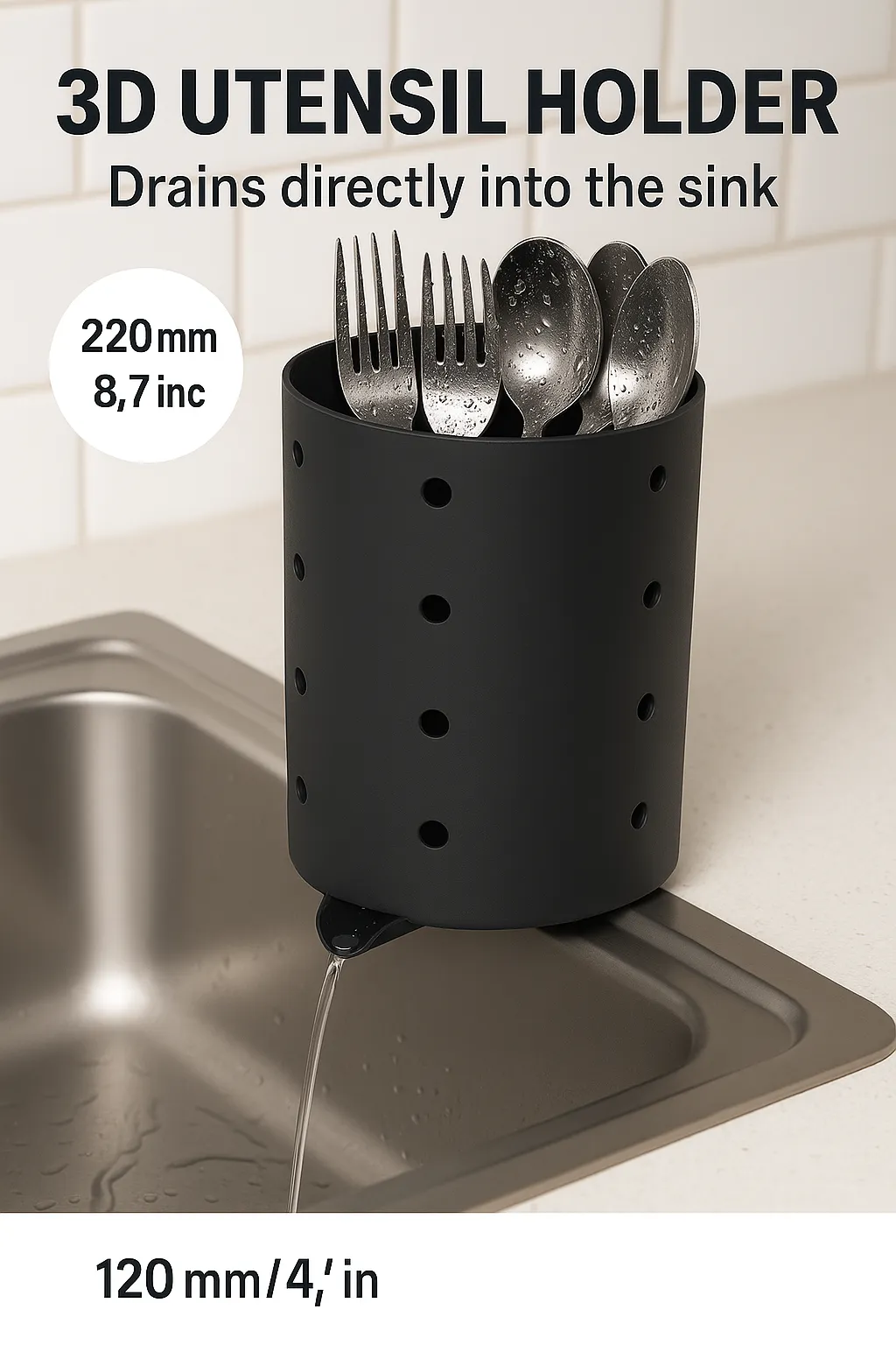 Utensil Drainer with Integrated Sink Spout view 3