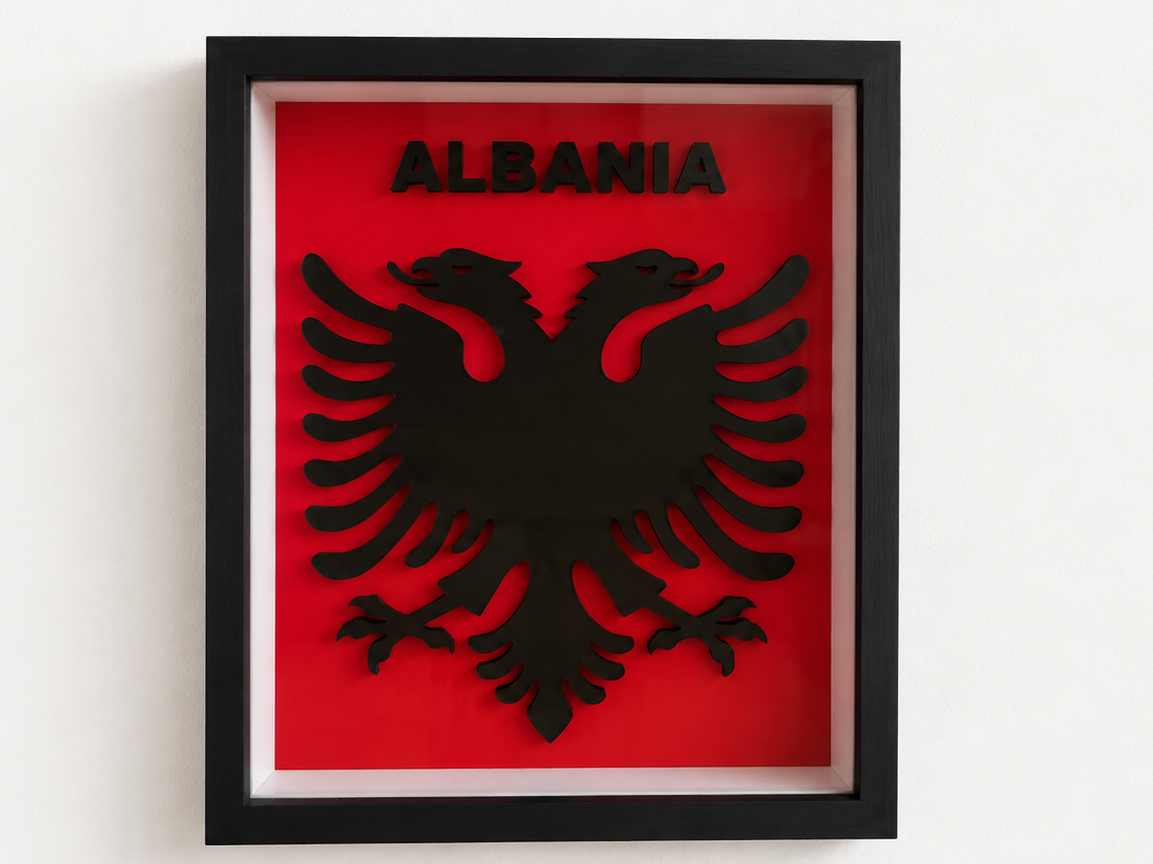 Albanien Flagge – 3D Shadow Box für Bilderrahmen