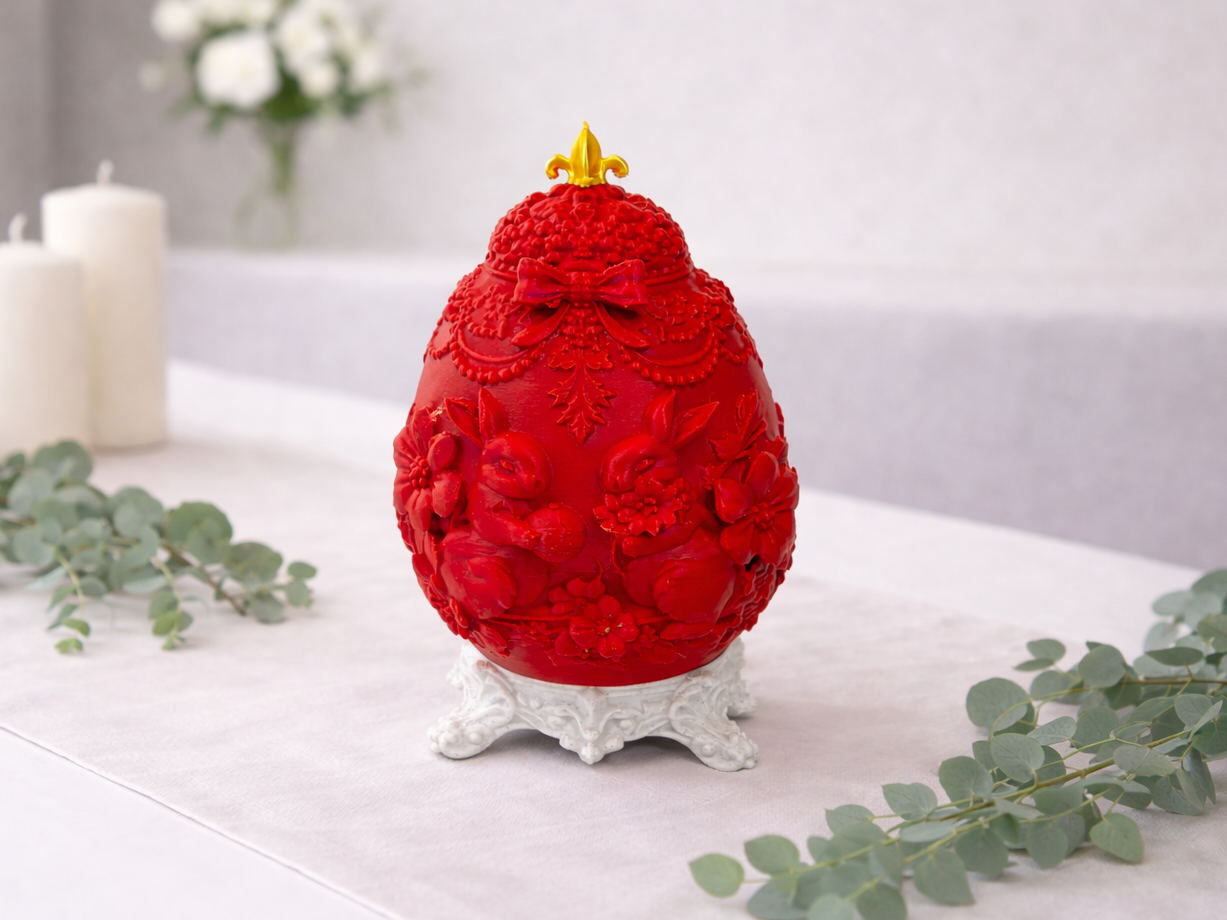 Elegant Easter Egg with Stand - Floral Home Decor