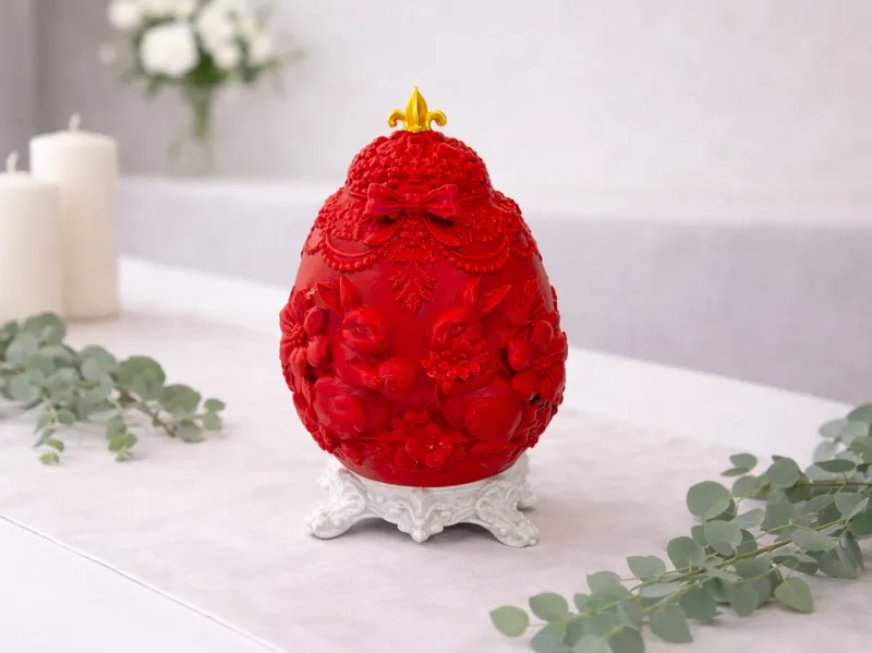 Elegant Easter Egg with Stand - Floral Home Decor