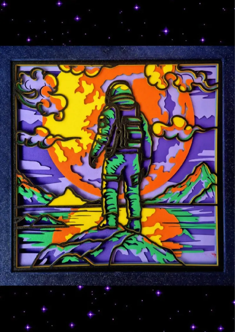 Astronaut Moonwalk Mountain Multilayerbild