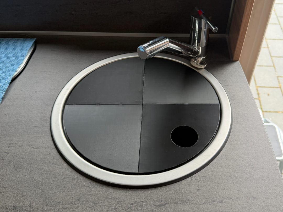 Runde Spülbeckenabdeckung Ø305 mm – 4 Segmente