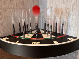 Dart Halter, Dartboard in Originalgröße, 15 Darts