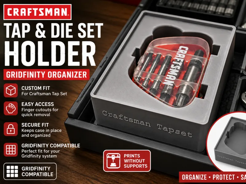 Gridfinity Craftsman Tap & Die Set Holder