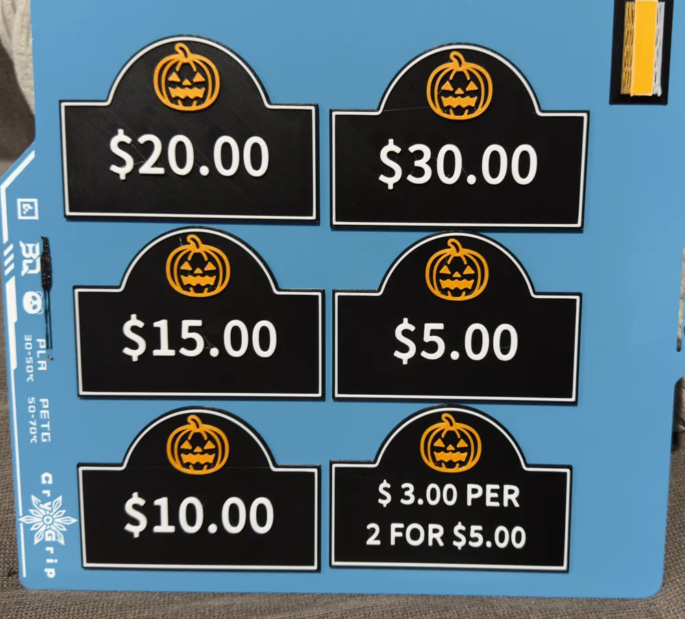 Fall Price Signs - Free 3D Print Model - MakerWorld