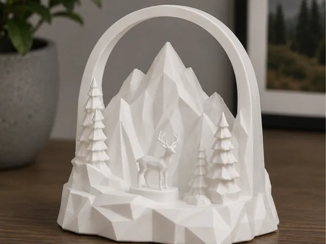 Polygon Mountain Deer-Low Poly Nature Diorama
