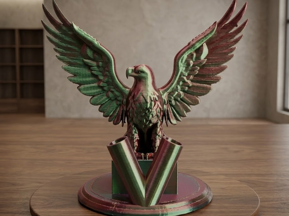 American Bald Eagle Pen Holder  Patriotic Desk Art