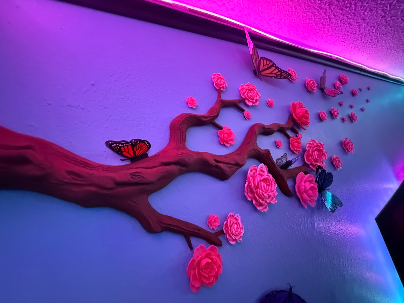 Wind Blown Cherry Blossom Branch Wall Art