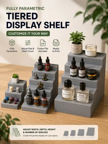 Estante o repisa: Parametric Tiered Display Shelf | Customizable — vista de referencia 2