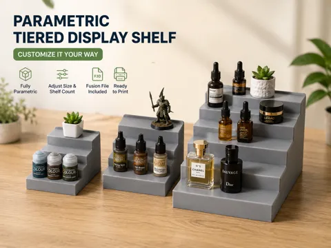 Estante o repisa: Parametric Tiered Display Shelf | Customizable — referencia de MakerWorld