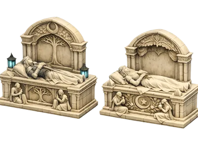 Elven Sarcophagi - Oropher, Wife and knights