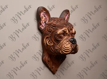 Modelo para impresión 3D: Bulldog francés - Arte de pared — vista de referencia 4