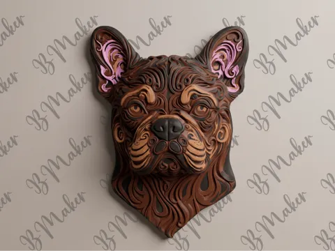 Modelo para impresión 3D: Bulldog francés - Arte de pared — referencia de MakerWorld
