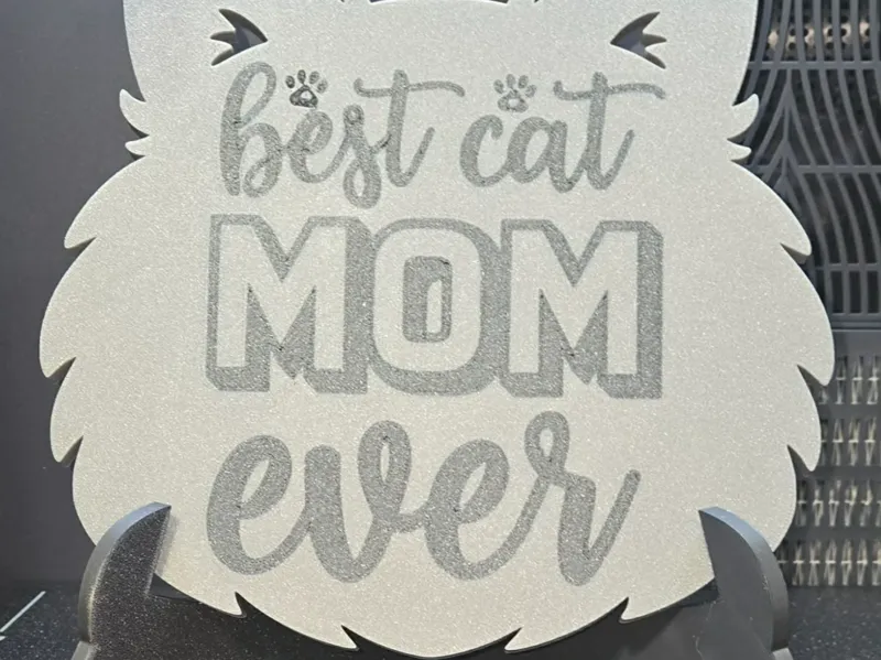 Best Cat Mom Cute 3D Printed Cat Lover Desk Sign