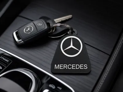 Customizable Name Keychain with Star MERCEDES