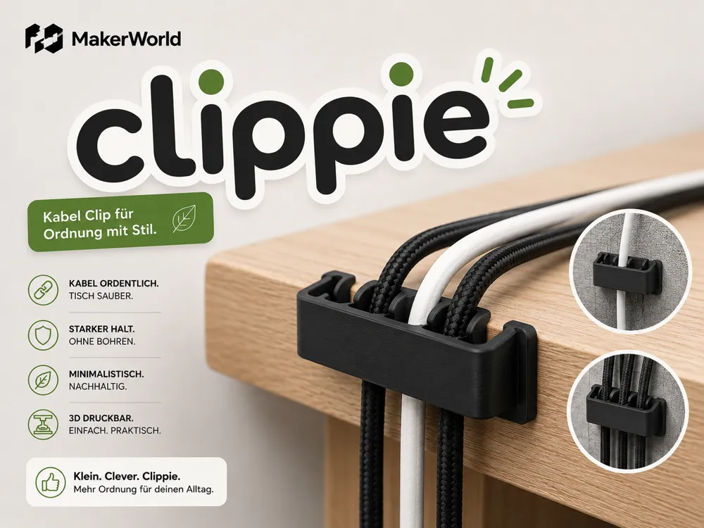 Clippie – Modular Cable Management Clip - Free 3D Print Model - MakerWorld