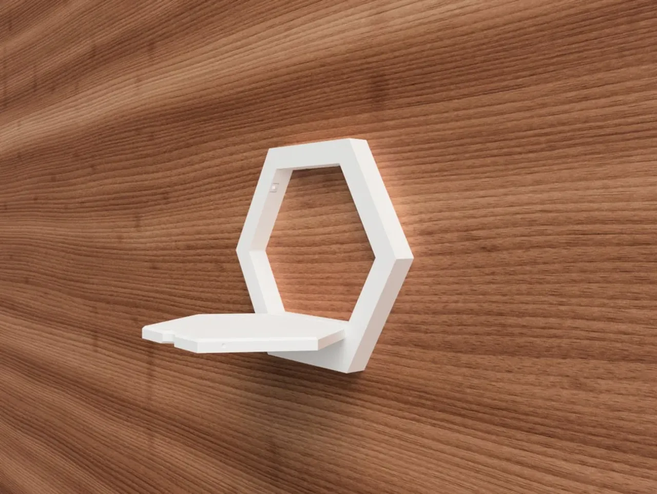 Wall mount foldable hexagon shelf (print in place) view 3