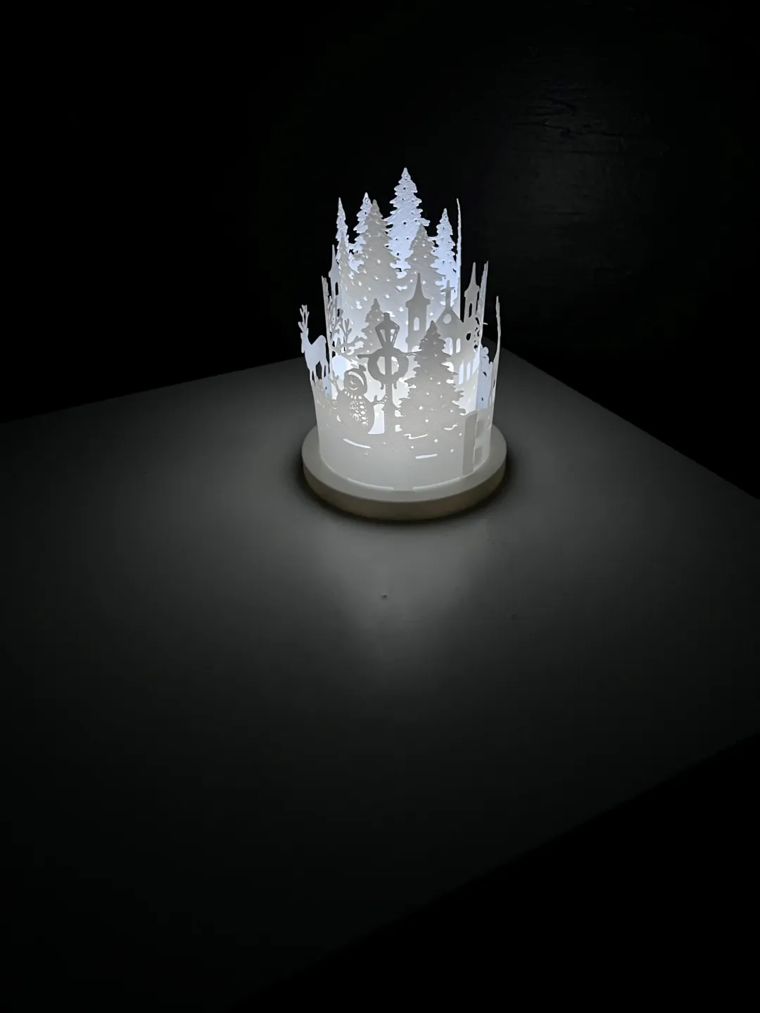 Deer and Snowman Round Lantern view 2
