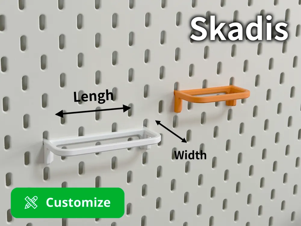 Modelo para impresión 3D: Skadis挂架（可定制尺寸）. Referencia del modelo original.