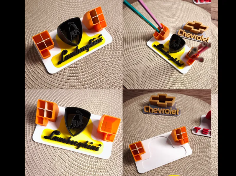Car logo stand with pen insert