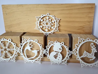 Modern christmas ornaments set- 5 detailed designs