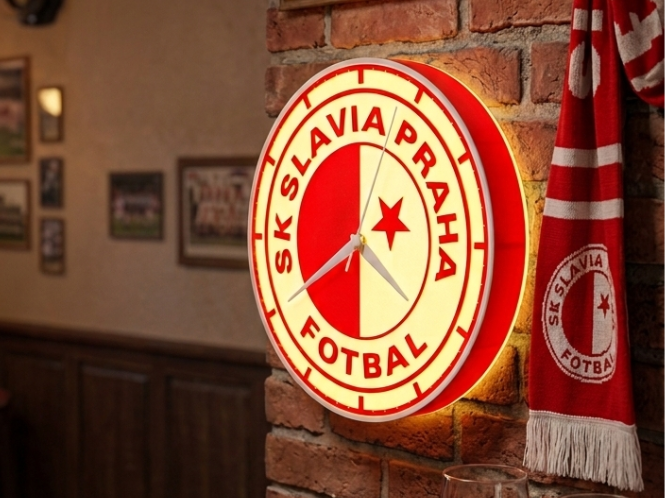 SK Slavia Praha Lightbox wall clock, hodiny