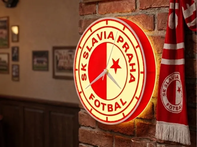 SK Slavia Praha Lightbox wall clock, hodiny