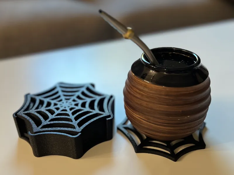 Halloween Spiderweb Coaster Set with Holder