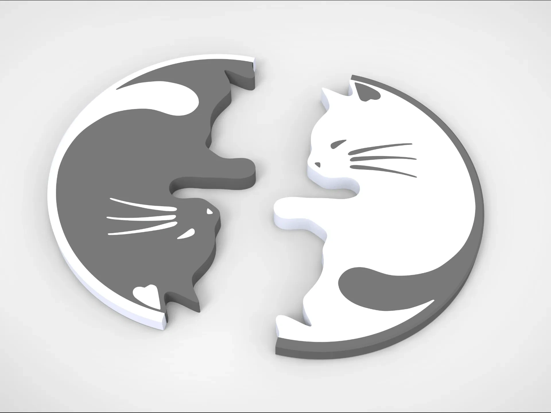 Miniatura 2 do modelo 3D 双生猫杯垫|双面猫猫咖啡杯垫