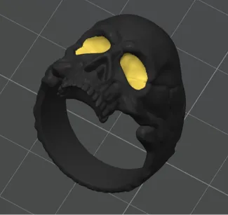 Skull Ring - 20mm - Yellow Eyes