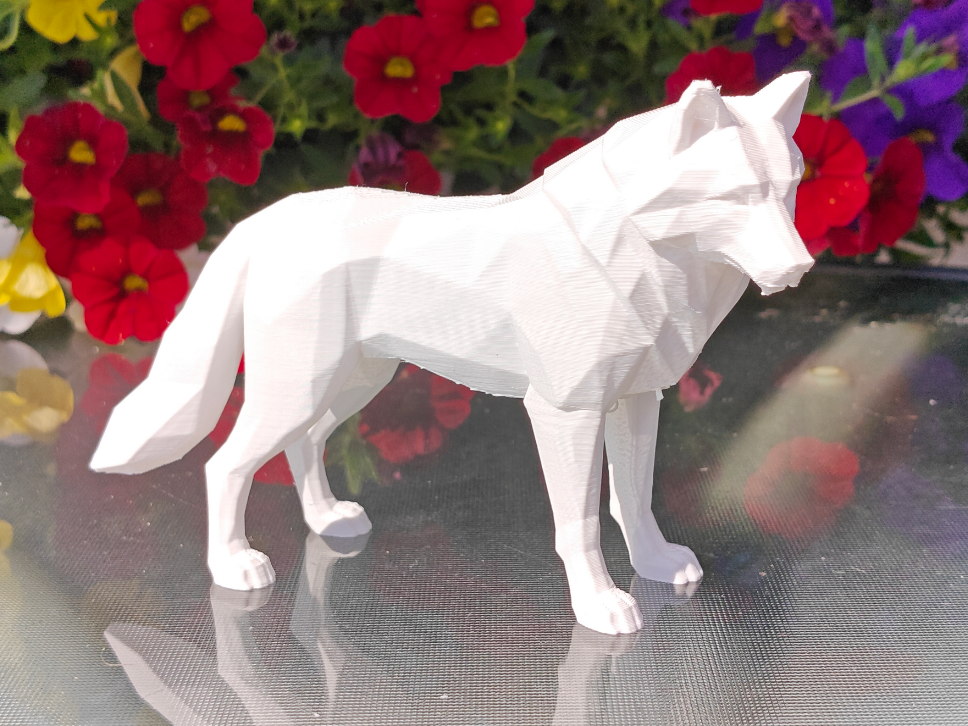 Geometric Low Poly Wolf Figurine