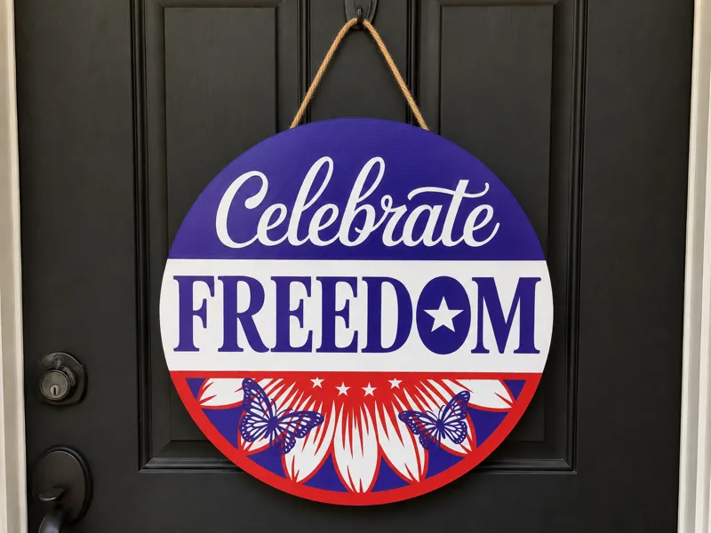 Celebrate Freedom Patriotic Door Sign