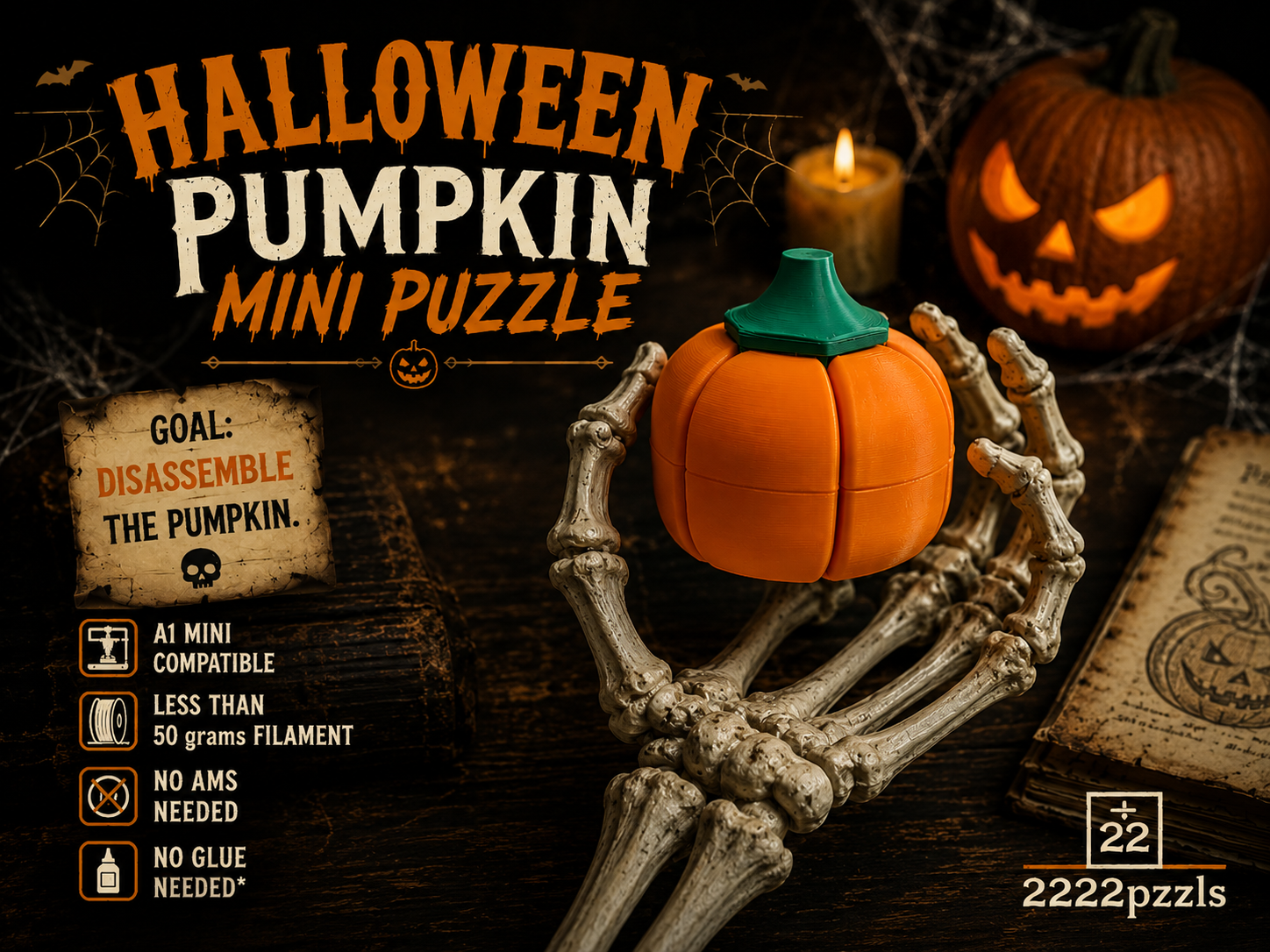 Pumpkin Mini Puzzle | Great Halloween Gift & Toy - 1