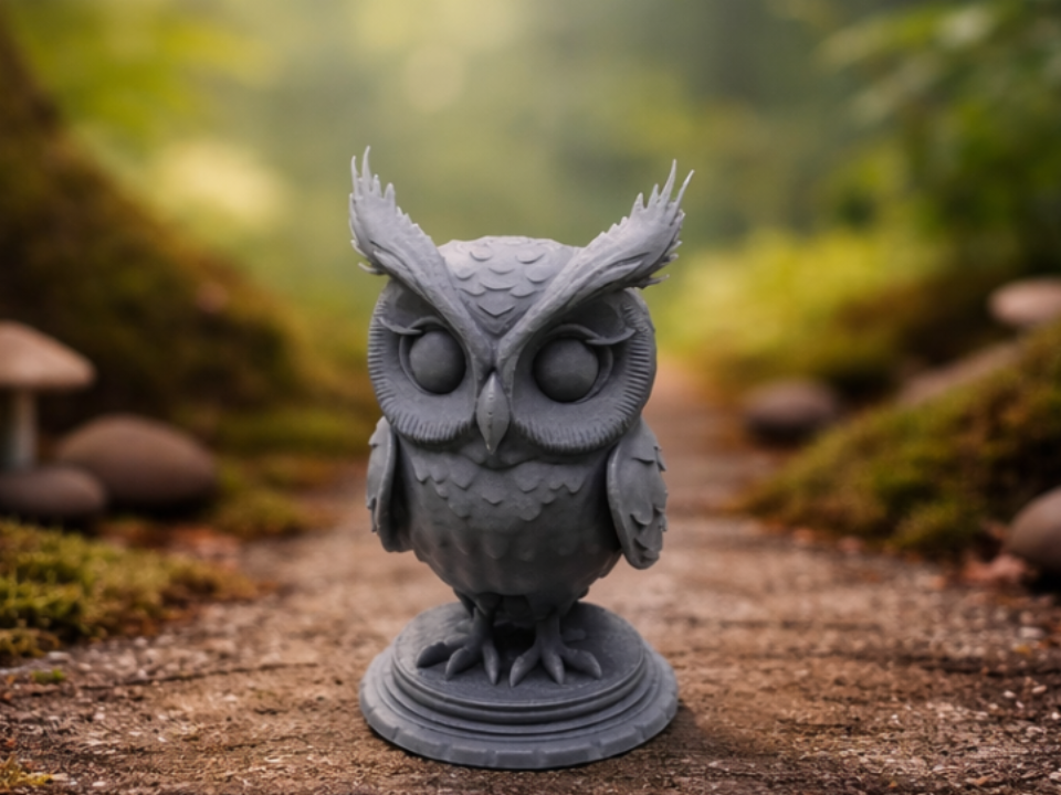 Miniatura Gufo su base stile Cartoni Animati